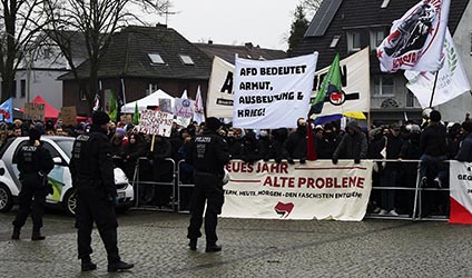 Gegendemonstration zu einer AFD Veranstaltung in Duisburg-Homberg