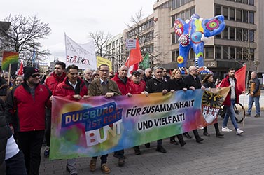 Anti AFD Demonstration in Duisburg Bundestagspr&auml;sidentin B&auml;rbel Bas